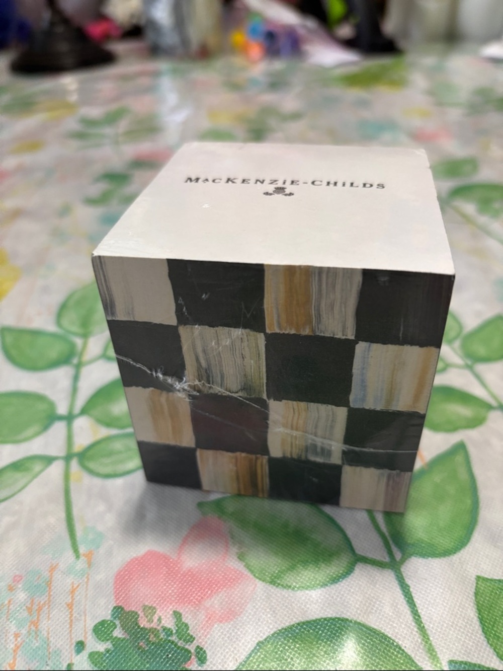 MacKenzie-Childs NEW WITH TAGS Courtly Check Note Cube